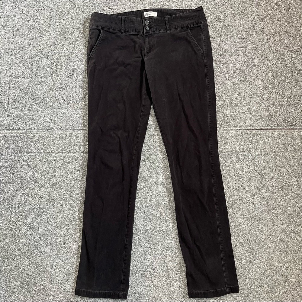 American Eagle Stretch Pants Womens Size 8 Long Black Skinny Chino Preppy